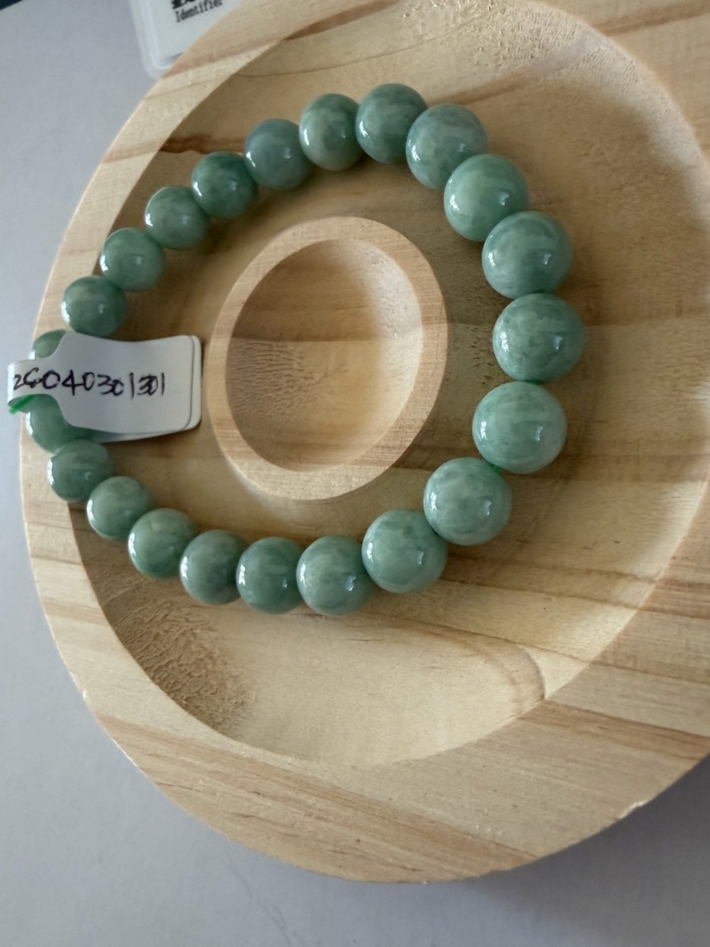 Certified Icy Natural Light Green Jade Bead Bracelet - Picture 3 of 11
